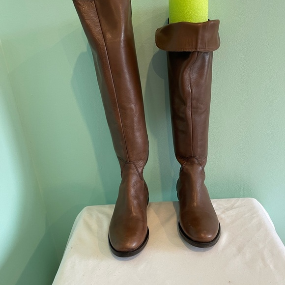 incanto Shoes - Women's Over-the-Knee Brown Leather Boots - Classic Tall Riding Style
